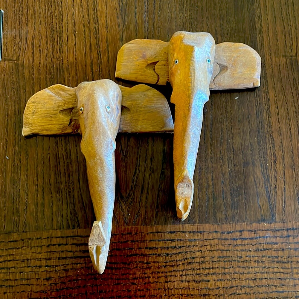 Vintage hand carved elephant “hooks”